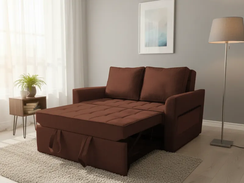 Zenith 2 Seater Sofa Cum Bed in Rustic Ruby